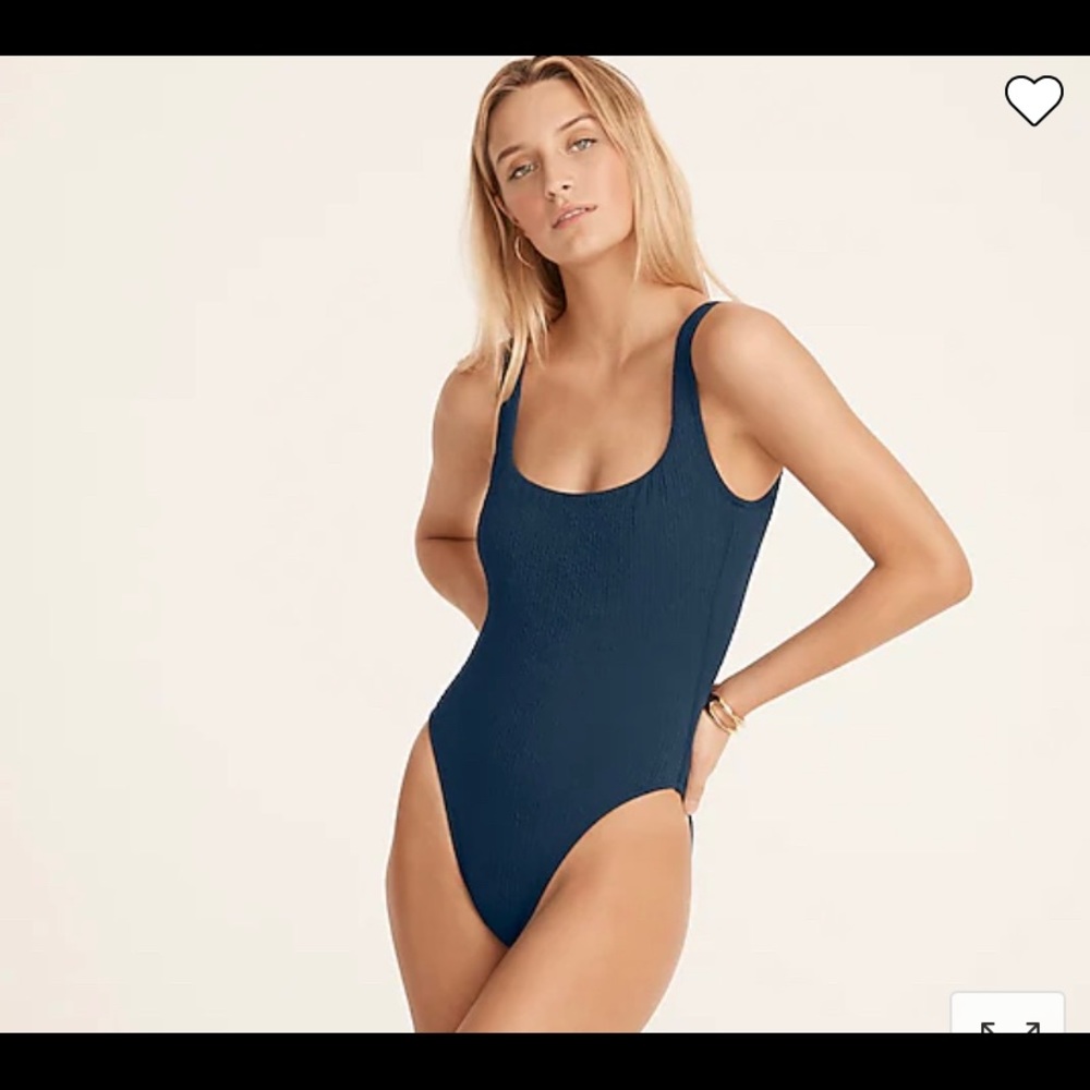 Textured square neck one-piece bathing suit